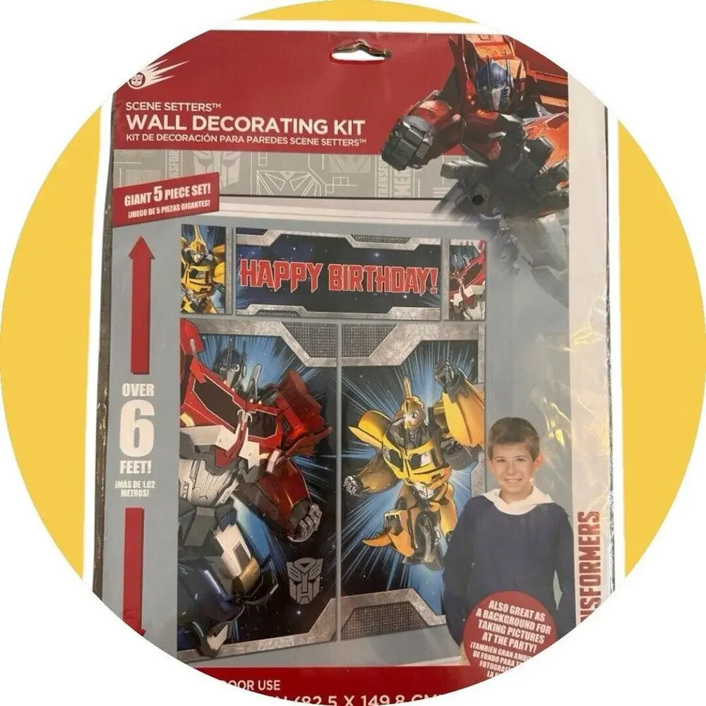 Transformers Wall Decorating Birthday Kit Optimus Prime Bumble Bee 5pc Set 6ft C